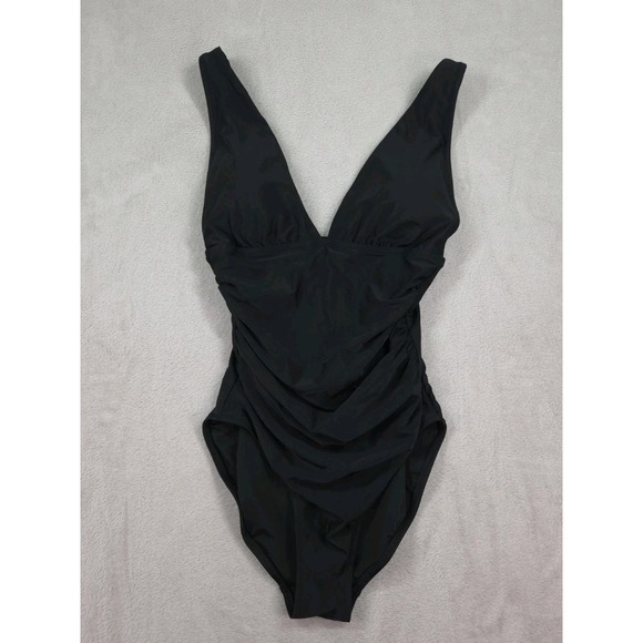 J Crew Ruched Plunge One Piece Swimsuit Medium - Picture 3 of 10